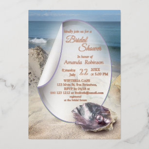 Pearls on the Beach Foil Invitation