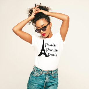 "Pearls, Peonies, Paris" Elegant T-Shirt