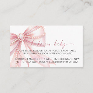 Pearls Pink Bow Book for Baby Enclosure Card