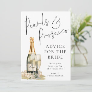 Pearls Prosecco Advice Bridal Shower Game Card