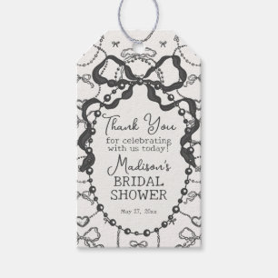 Pearls & Prosecco Black Bow Bridal Shower Favor Gift Tags