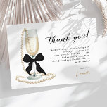 Pearls & Prosecco Black Bridal Shower Thank You Card<br><div class="desc">Pearls & Prosecco Gold Minimal Bridal Shower thank you card</div>