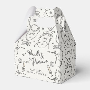 Pearls & Prosecco Black Coquette Bow Bridal Shower Favor Box