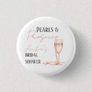 Pearls & Prosecco Blush Pink Bridal Shower 1 Inch Round Button