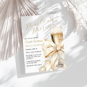 Pearls & Prosecco Bow Bridal Shower Invitation