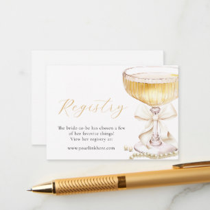 Pearls & Prosecco Bow Bridal Shower Registry Enclosure Card