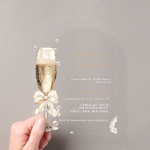 Pearls & Prosecco  Bridal shower Acrylic Invitations
