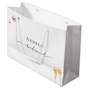 Pearls Prosecco Bridal Shower Bridesmaid Thank You Large Gift Bag