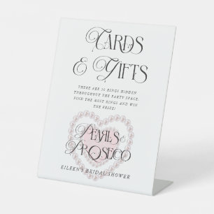 Pearls Prosecco Bridal Shower Cards & Gifts Custom Pedestal Sign