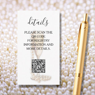 Pearls & Prosecco Bridal Shower Details QR Code Enclosure Card
