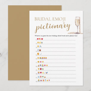 Pearls & Prosecco Bridal Shower Emoji Pictionary Invitation
