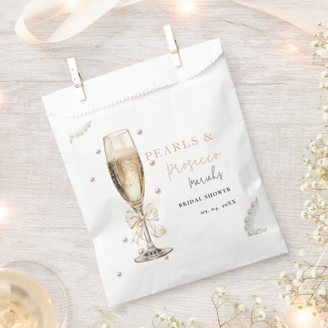 Pearls & Prosecco  Bridal shower Favour Bag (Clipped)