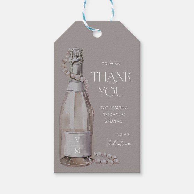 Pearls + Prosecco Bridal Shower Favour Tag (Front)