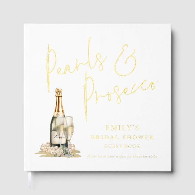 Pearls & Prosecco Bridal Shower Guest Book (Front)