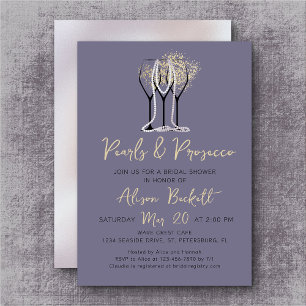 Pearls & Prosecco Bridal Shower  Invitation