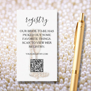 Pearls & Prosecco Bridal Shower QR Code Registry Enclosure Card