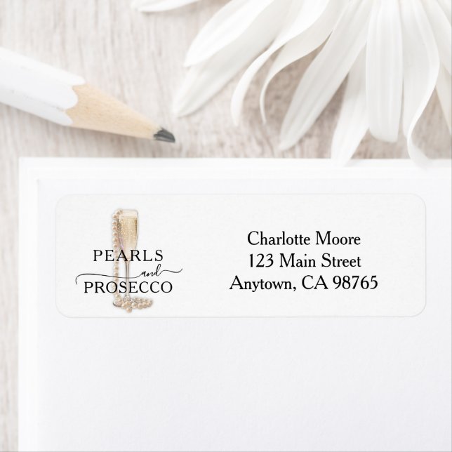 Pearls & Prosecco Bridal Shower Return Address (Insitu)