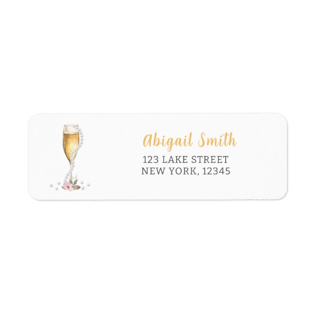 Pearls & Prosecco Bridal Shower Return Address (Front)