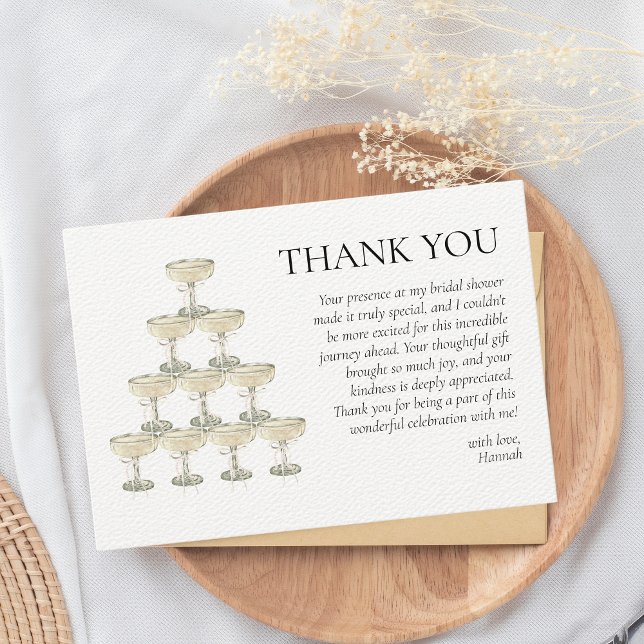 Pearls & Prosecco Bridal Shower Thank You Card (thank you bridal shower pearls and prosecco)