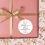Pearls & Prosecco Bridal Shower Thank You Classic Round Sticker<br><div class="desc">Bridal shower stickers feature pearls draped from a champagne flute and "Thank You" and your details in chic lettering. MATCHING items in our collection.</div>