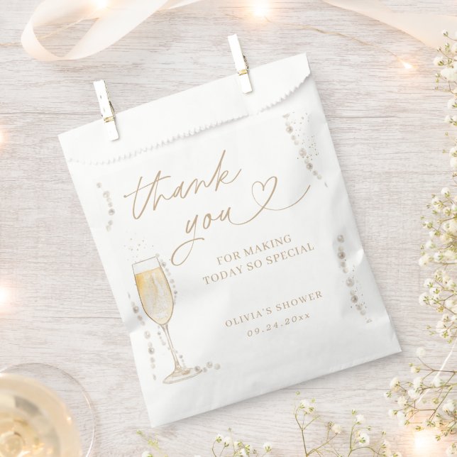 Pearls & Prosecco Bridal Shower Thank You Favours Favour Bag (Clipped)
