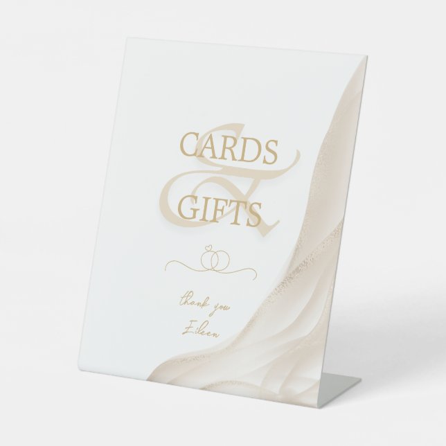 Pearls Prosecco Cards & Gifts Bridal Shower Custom Pedestal Sign (Front)