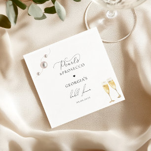 Pearls Prosecco Champagne Elegant Bridal Shower   Napkin