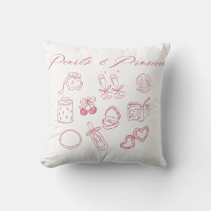 Pearls & Prosecco Design Girly Pink Bachelorette Throw Pillow