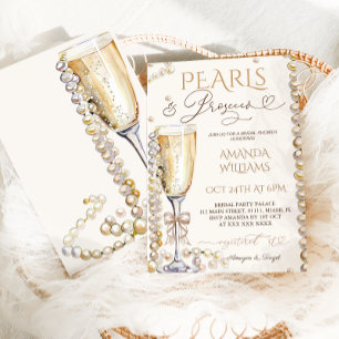 Pearls & Prosecco Elegant Bridal Shower  Invitation