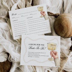 Pearls & Prosecco Elegant Bridal Shower Recipe Enclosure Card