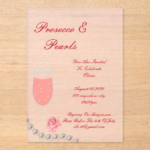 PEARLS & PROSECCO FÊTE DES MARIÉES INVITATION ROSE