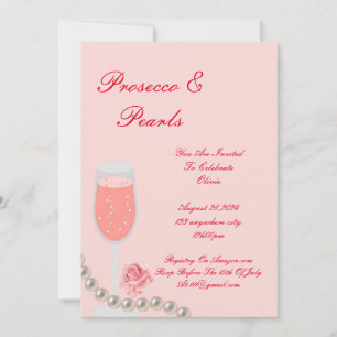 PEARLS & PROSECCO FÊTE DES MARIÉES INVITATION ROSE