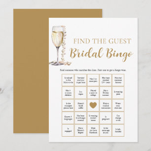 Pearls & Prosecco Find the Guest Bridal Bingo Game Invitation