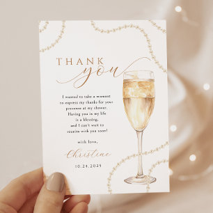 Pearls & Prosecco Gold Bridal Shower Thank You Car Card