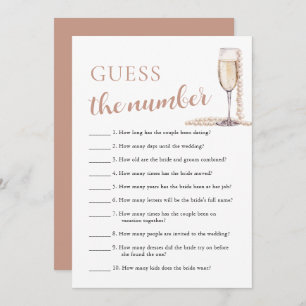 Pearls & Prosecco Guess the Number Bridal Game Invitation