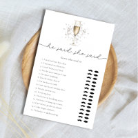Pearls & Prosecco He Said She Said Bridal Game