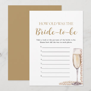 Pearls & Prosecco How Old Was the Bride-to-be Game Invitation