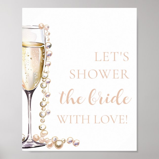 Pearls Prosecco Let's Shower The Bride With Love Poster (Front)