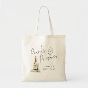 Pearls Prosecco Maid of Honour Name Hen Party Tote Bag