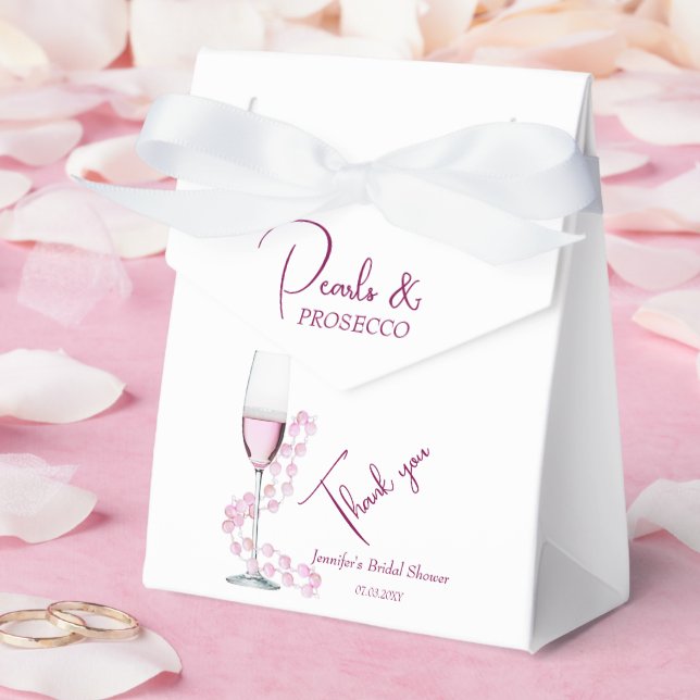 Pearls & Prosecco Modern Elegant Bridal Shower Favor Box (Wedding)