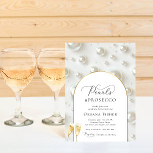 Pearls & Prosecco Sophisticated Bridal Shower Invitation