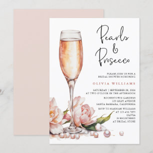 Pearls & Prosecco Watercolor Bridal Shower Invitation