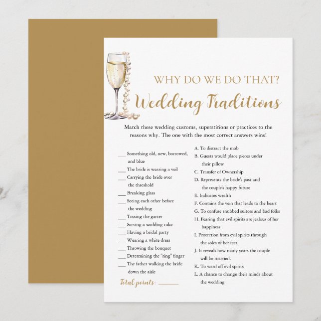 Pearls & Prosecco Wedding Traditions Bridal Game Invitation (Front/Back)