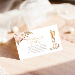 Pearls & Prosecco with Floral Custom Bridal Shower Enclosure Card