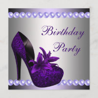 Pearls Purple High Heels Shoes Birthday Party