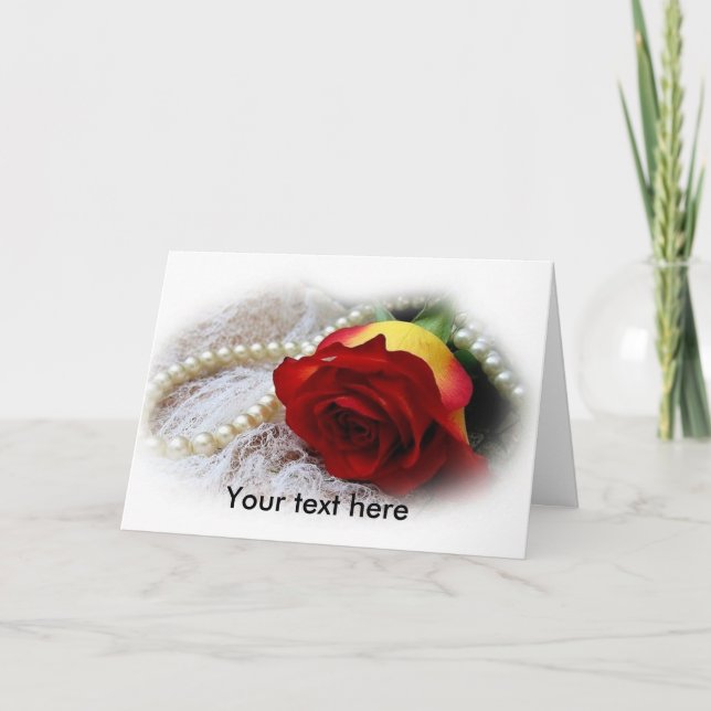 pearls & rose customizable greeting card (Front)