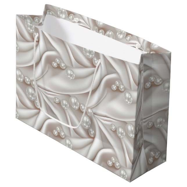 Pearls & Satin Large Gift Bag (Front Angled)