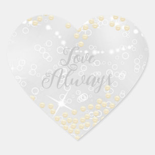 Pearls Shine Grey Heart Sticker