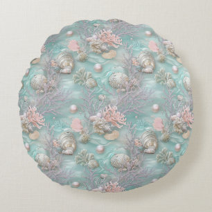 Pearls Under The Sea Round Pillow