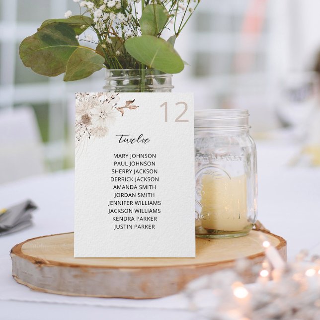 Pearls & White Floral Table Number Seating Chart (Creator Uploaded)
